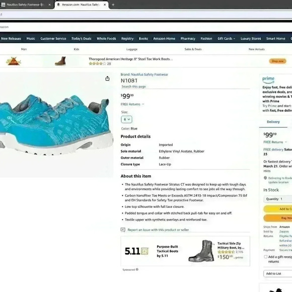 Nautilus Stratus CT Composite Women's Safety Footwear Safety Toe (Save $50.00) - Picture 2 of 11